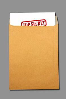 Brown Envelope document with paper on white background