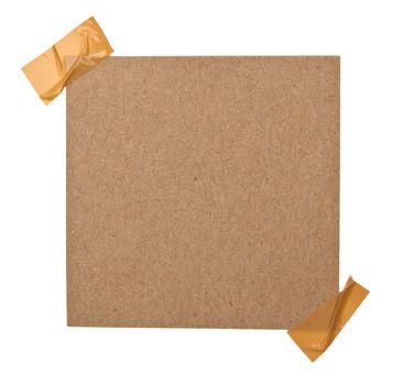 close up of a brown note paper on white background