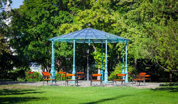 Beautiful pergola inside Buda Catle park, Budapest, Hungary