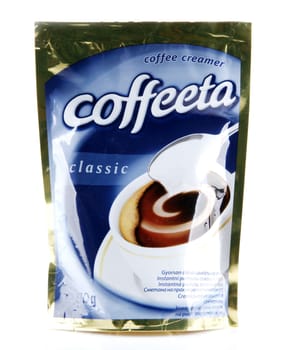 AYTOS, BULGARIA - MARCH 26, 2014: Coffeeta Instant Coffee Creamer Isolated On White.
