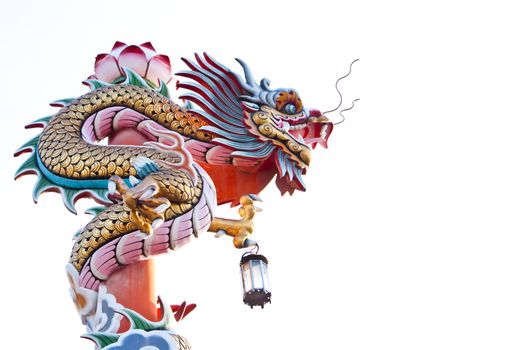 Dragon statue on white background