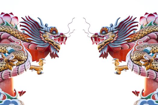 Dragon statue on white background