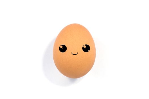 close up of egg on white background