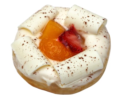 white chocolate donut with fruit