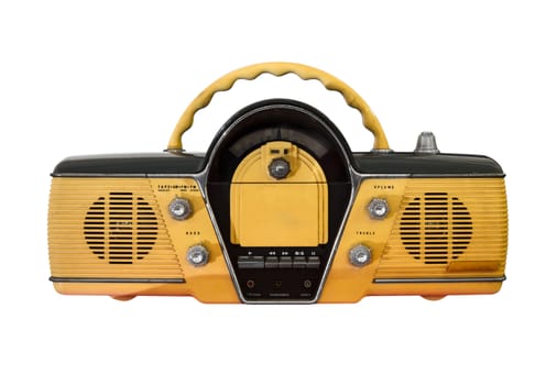 yellow retro radio isolated