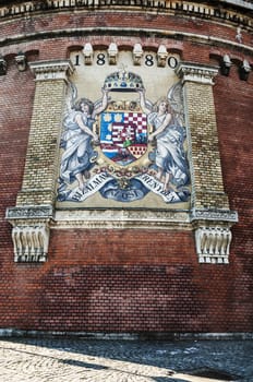 the crest, symbol of budapest funicular, Hungary 