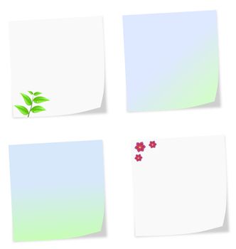 Soft hued colors notes isolated on a white background