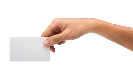 hand holding blank paper