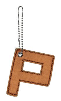 Leather alphabet with chain isolated on white
