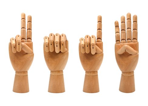 happy new year with wooden hands forming number 2014