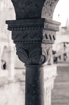 Capitel detail from Buda Castle column in Budapest, Hungary