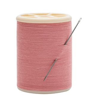 thread with needle isolated on white