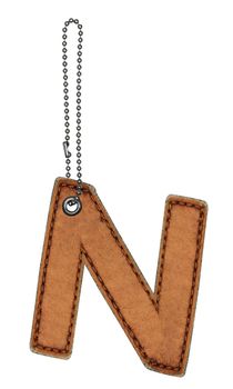 Leather alphabet with chain isolated on white