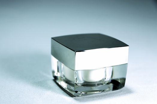 cube acrylic cream jar,shallow focus