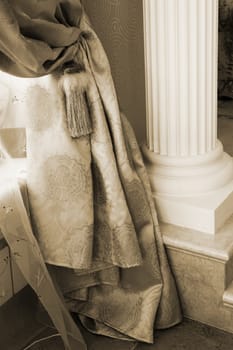 curtain with an ornament in the modern flat