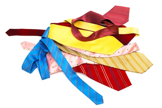 bright and fashionable ties on a white background