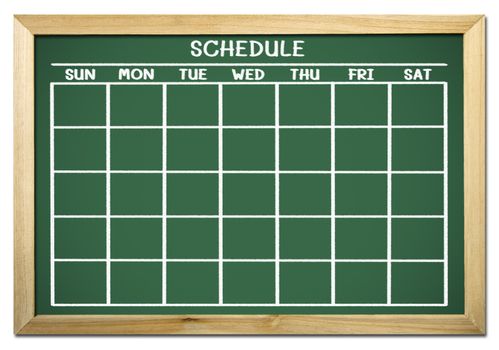 schedule on chalkboard