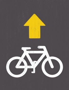 grunge Bicycle Road Sign drawing by pastel on charcoal paper