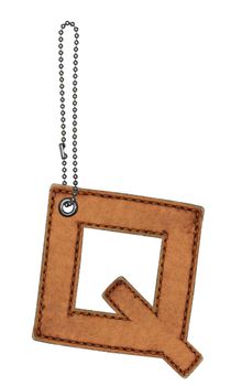 Leather alphabet with chain isolated on white