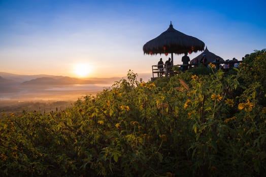 Sunrise at Yun Lai Viewpoint,Pai Chiangmai Thailand