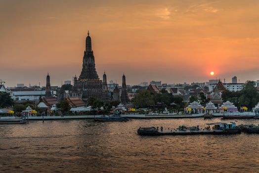 Prang of Wat Arun in Sun set time, Bangkok ,Thailand