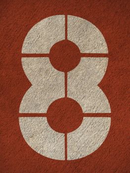 Numbers on red running track