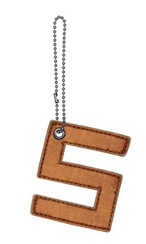 Leather alphabet with chain isolated on white