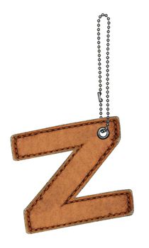 Leather alphabet with chain isolated on white