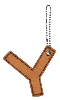Leather alphabet with chain isolated on white