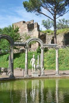 View of Villa di Adriano ruins in Tivoli, Italy