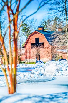 snow covered landscape at billy graham free library