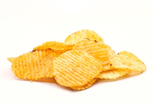 potato chips on white background