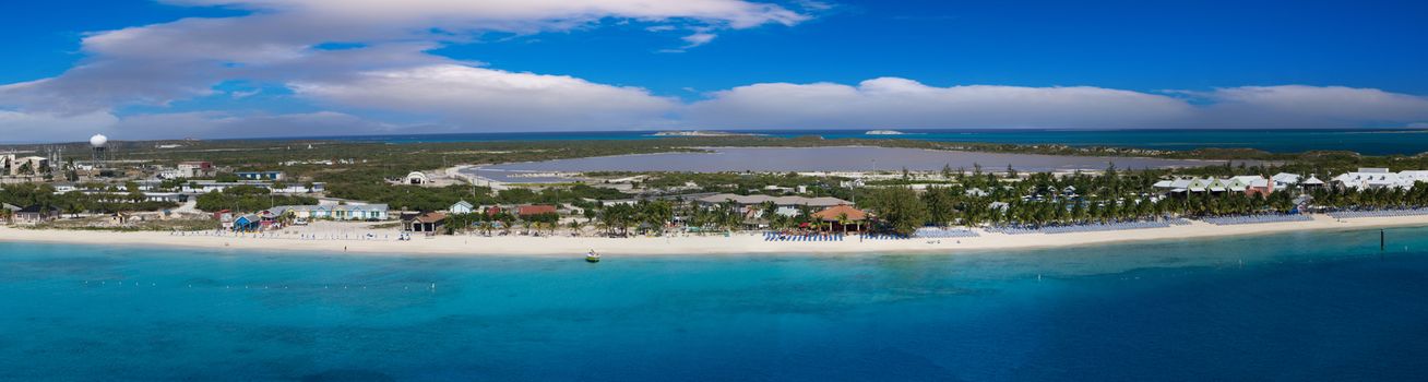 Beautiful caribbean coast. Tropical panoramic seascape.