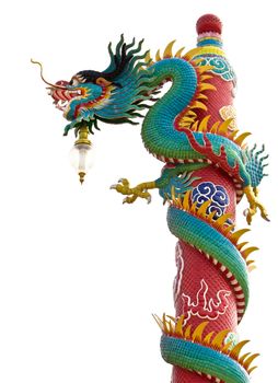 Dragon statue on white background