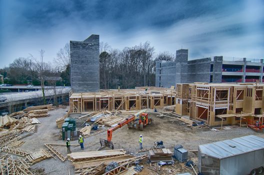 busy construction site in a city