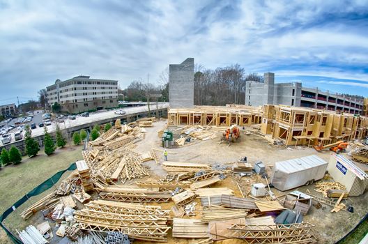 busy construction site in a city