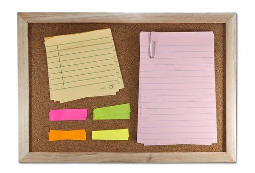 Blank memo notes on cork board 