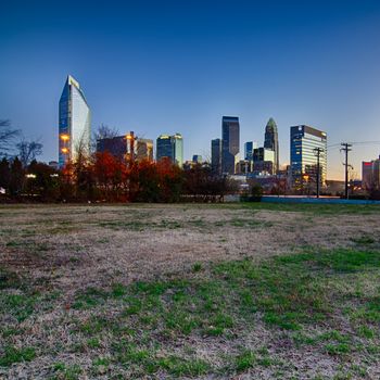 early morning in charlotte queen city north carolina