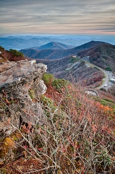 sunset view over blue ridge mountains