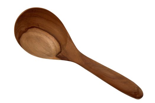 Big brown wooden spoon isolated on white