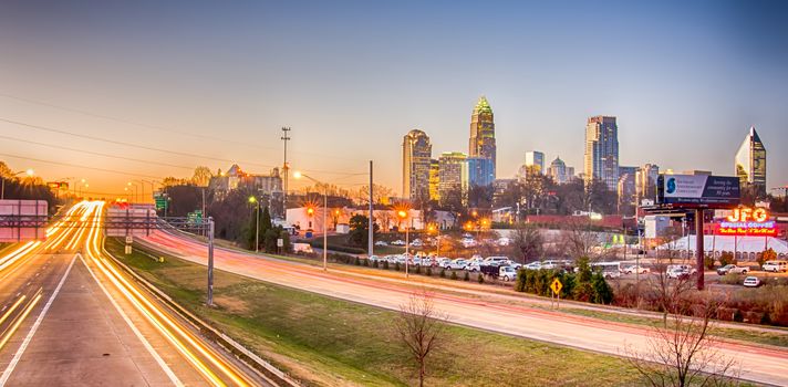 early morning in charlotte queen city north carolina