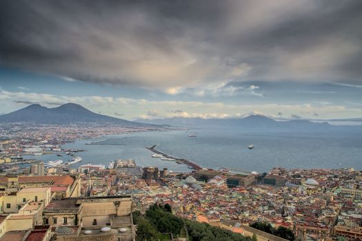 Panoramic view of Naples town and Gulf from Sant Elmo Castle