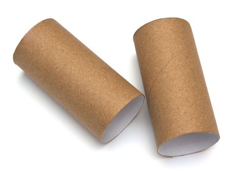 empty paper roll of bathroom on white background