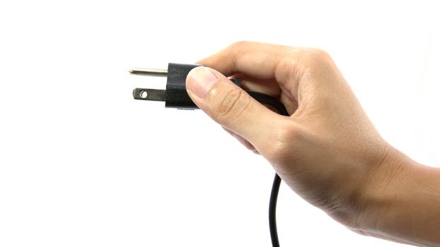 hand hold a plug