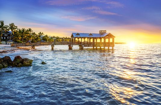 Pier at the beach in Key West, Florida USA 