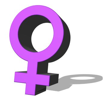 3D illustration of the woman symbol with purple color