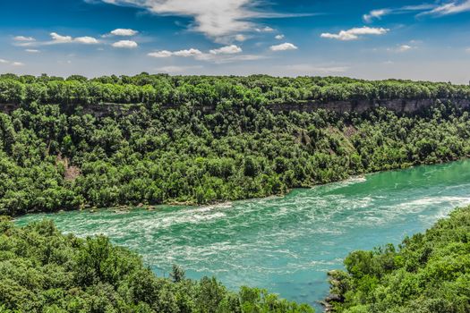 An amazing view of the Niagara river on a sunny beautiful day. Ontario, Canada.