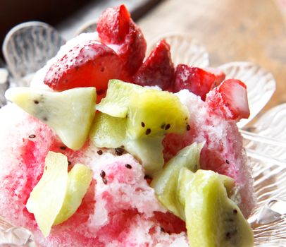 delicious cold dessert with fruits
