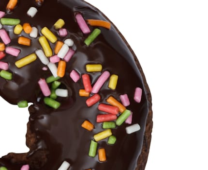 Chocolate Donut with Sprinkles Isolated on a White Background