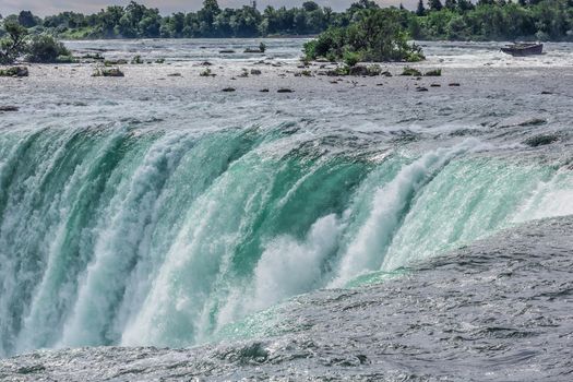 The view of the Niagra falls from the canadian side on a beautiful sunny day in Ontario, Canada.